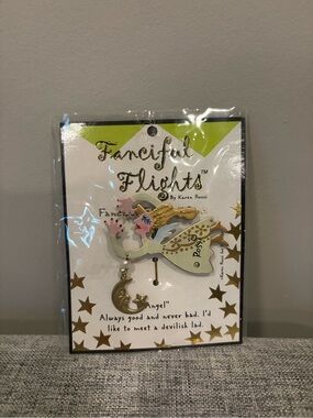 Vintage Fanciful Flights 'Angel' Moon Star Pin by Designer Karen Rossi (1990s)